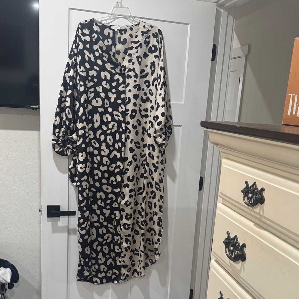 Black and Cream Leopard Print Dress